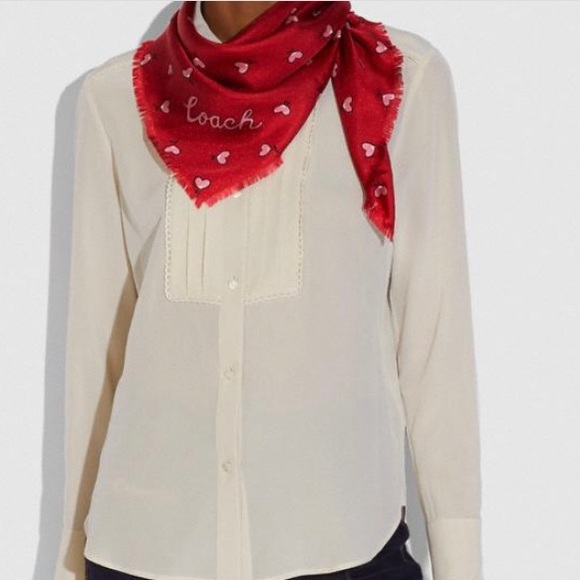 Coach 1941 Red Valentine Silk Scarf - NWT - Picture 8 of 8